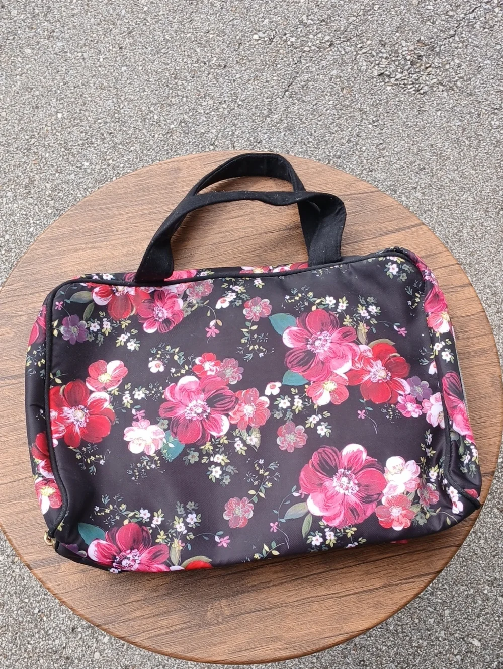 Floral Black and Pink Travel Tote Bag